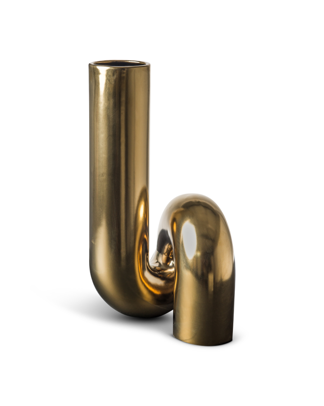 VASE YOURTUBE GOLD & BLACK