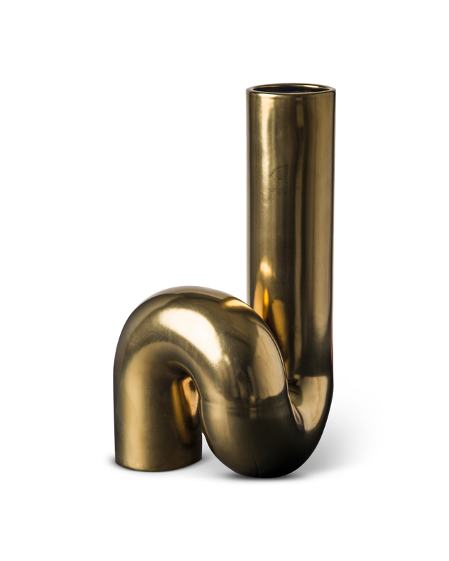 VASE YOURTUBE GOLD & BLACK